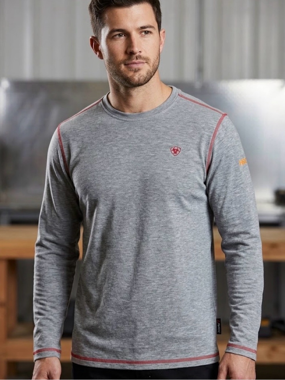 Ariat Men’s FR Polartec Base Layer Flame Resistant Long Sleeve Shirt Gray M